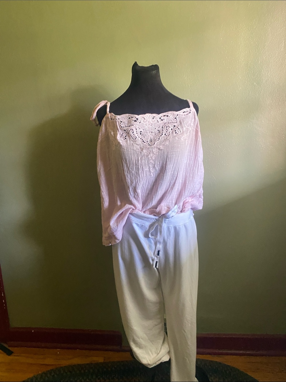 Stateside white cotton joggers, nwt L